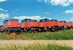 In juli 1997 staan diverse T43 locomotieven van de SJ in Kristinehamn bij de locloods. In July 1997 various T43 diesel engines from the SJ are standing near the locomotive shed in Kristinehamn. 