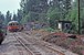 Een diesel treinstel van de Sj (Y7 nr 1181) passeert op 31-7-1975 de halte van Hagberget aan de DVVJ richting Arvika. A diesel train unit type Y7 from the SJ (nr 1181) is passing Hagberget on 31-7-1975 in the direction of Arvika (on the DVVJ).