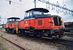 Diesellocs SJ Z70 nr 735 708 staan in augustus 2000 in Ånge op het emplacement (nog net voordat Green Cargo opgericht zou worden). Diesel engines SJ Z70 nr 735 and 708 are standing on the yard of Ånge in August 2000 (just before Green Cargo would take over).