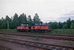 Twee Z70 rangeerlocomotieven van de SJ (nr 705 en 723) staan in juli 1997 op het emplacement van Mora.  Two Z70 diesel shunting engines from the SJ (nr 705 and 723) are standing on the yard of Mora in July 1997.